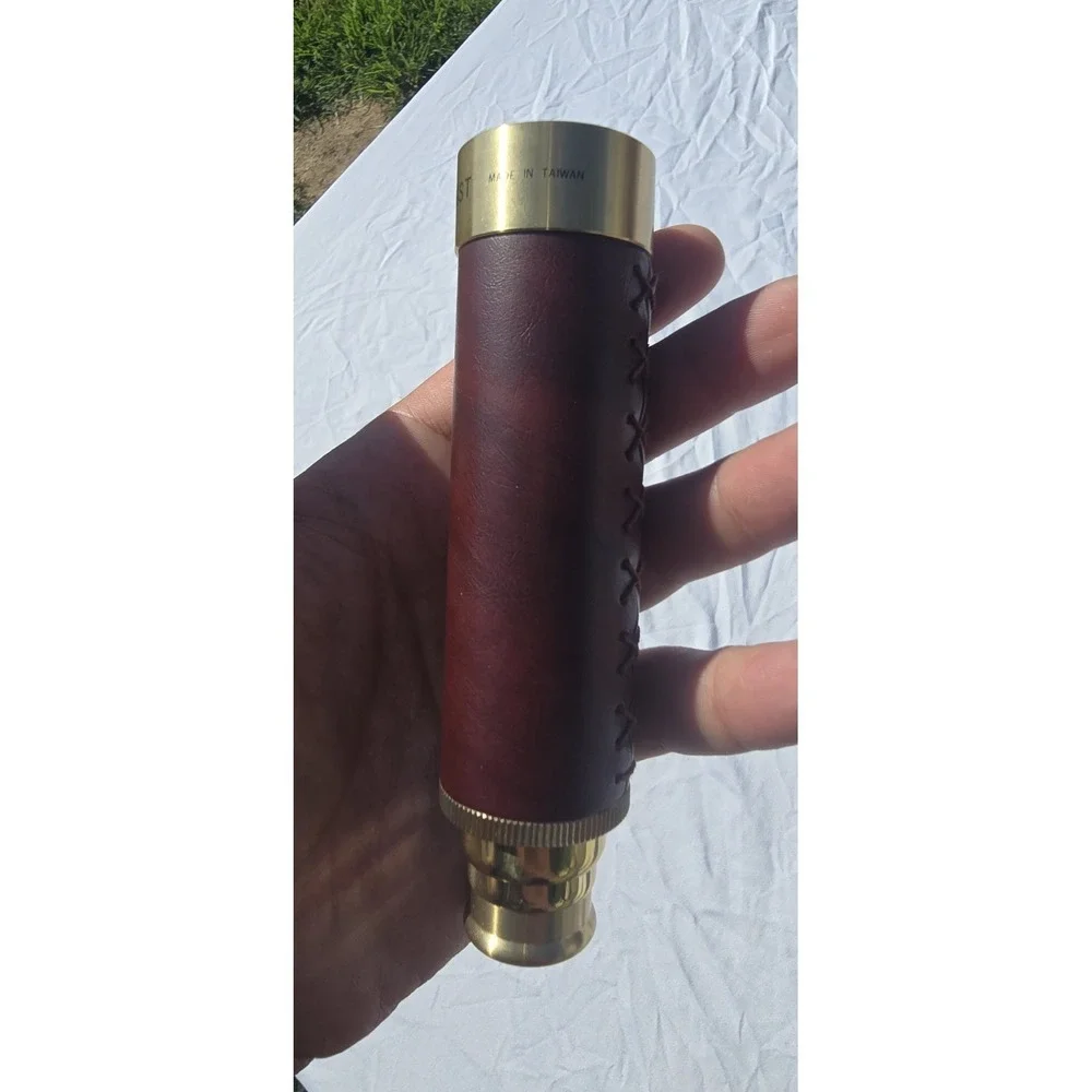 Tasco Vintage Leather Brass Spyglass Telescope 25x30mm with Leather Case